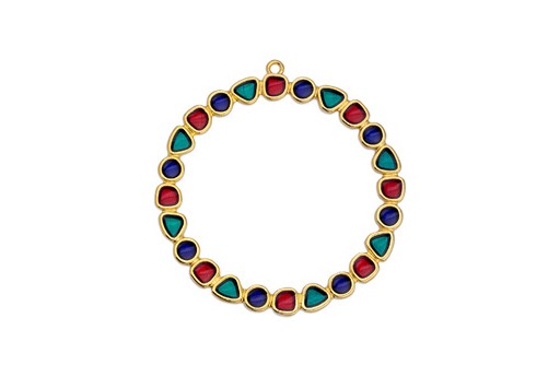 Multicolor Gold Circle Pendant 50mm