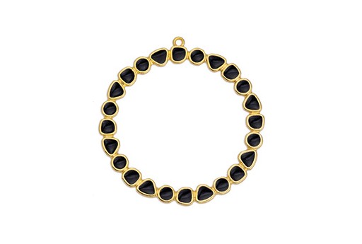 Black Gold Circle Pendant 50mm