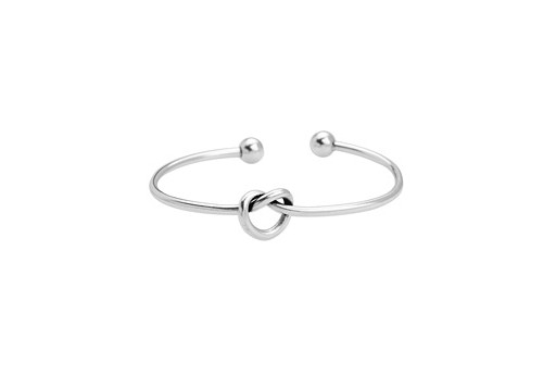 Brass Knot Bracelet - Antique Silver 59mm