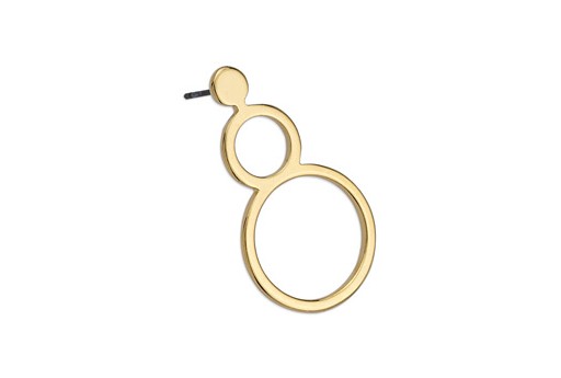 Earring With Two Wire Ciricles - Gold 18x32mm -2pcs