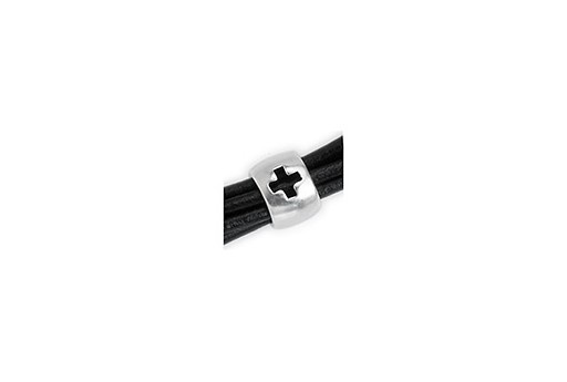 Bead With Cross - Silver 7x9mm - 4pcs