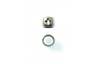 Bead With Cross - Silver 7x9mm - 4pcs