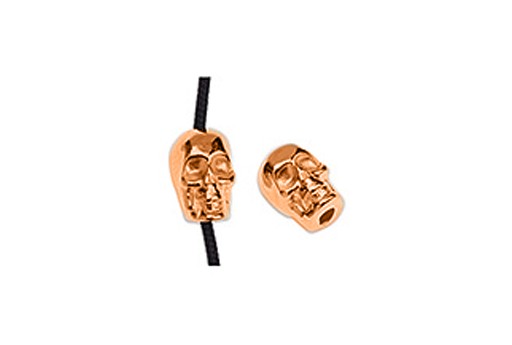 Metal Bead Skull - Rose Gold 8x10mm - 3pcs