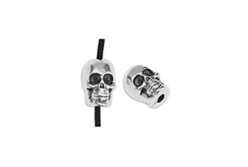 Metal Bead Skull - Silver 8x10mm - 3pcs