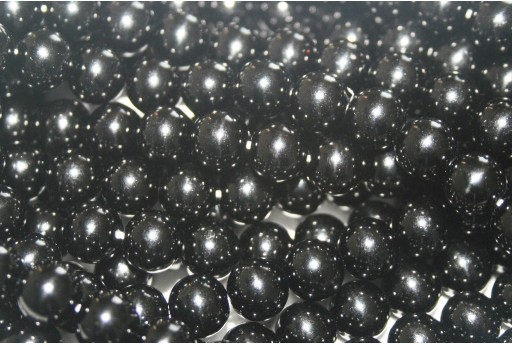 Glass Pearls Strand Black 12mm - 34pcs