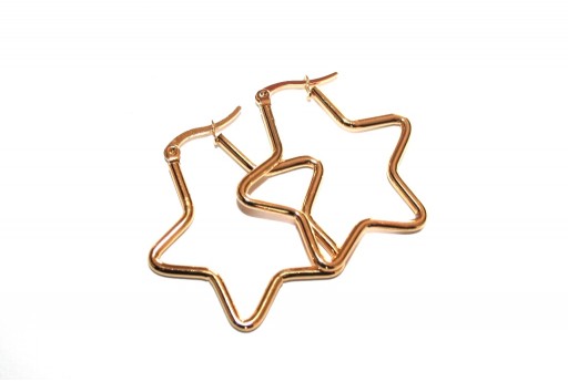 Star Wire Earring - Gold 34,5x34,5mm - 2pcs