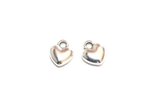 Rounded Heart Pendant - Silver 10,8x12,5mm - 2pcs