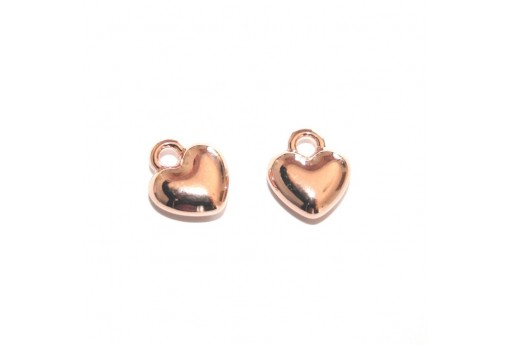 Rounded Heart Pendant - Rose Gold 10,8x12,5mm - 2pcs