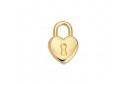 Heart Shaped Padlocked Motif Pendant - Gold 12,6x18,4mm - 2pcs