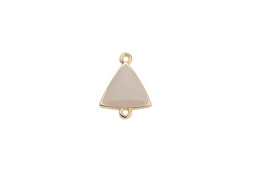 Link Triangle Motif With 2 Rings Gold - Cream 14,8x19mm