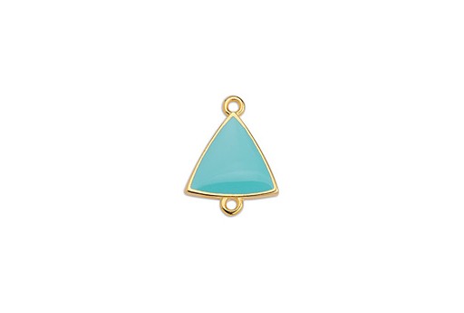 Link Triangle Motif With 2 Rings Gold - Turquoise 14,8x19mm