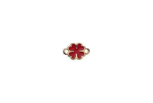 Quatrefoil Mini With 2 Rings Gold - Red 12x8mm - 2pcs