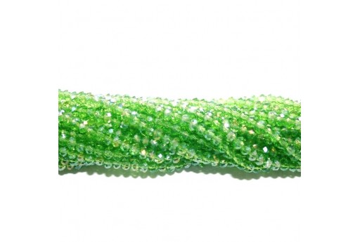 Chinese Crystal Beads Faceted Rondelle Green Luster 2x3mm - 140pcs