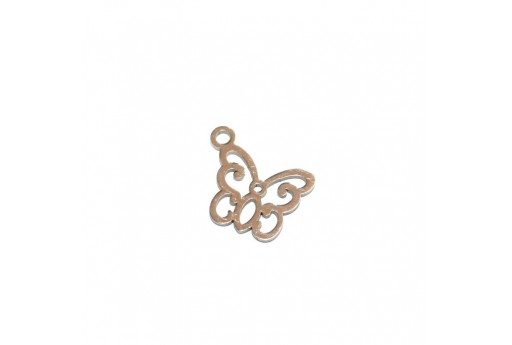 Stainless Steel Charms Butterfly - Platinum 11x13mm -2pcs