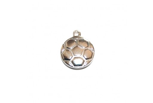 Stainless Steel Charms Soccer Ball - Platinum 15,5x13mm -2pcs