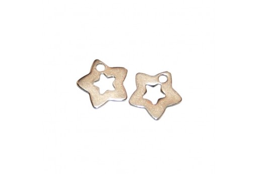 Stainless Steel Charms Star - Platinum 11,5x12mm -4pcs