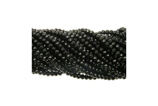Chinese Crystal Beads Faceted Rondelle Black 6x4mm - 90pcs
