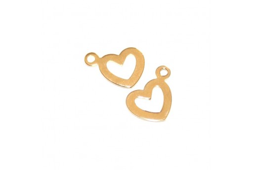 Charms in Acciaio Cuore - Oro 10,5x14mm - 4pz