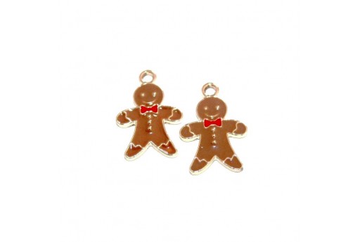 Metal Charms Christmas Gingerbread Man - Brown 10,5x14mm - 2pcs