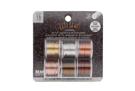 Lacquered Tarnish Resistant Wire 6 Pack 16ga - 1yd