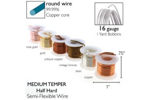 Lacquered Tarnish Resistant Wire 6 Pack 16ga - 1yd