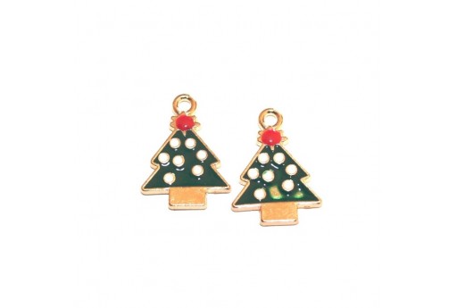 Charm Smaltato Albero di Natale - 20x14mm - 4pz