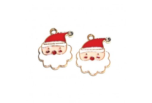 Metal Charms with Crystal Rhinestone Father Christmas - 21x16mm - 2pcs