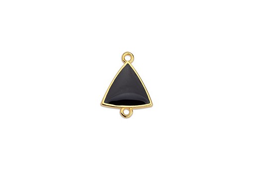 Link Triangle Motif With 2 Rings Gold - Black 14,8x19mm
