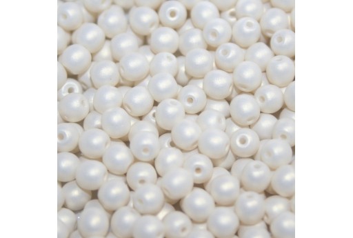 Czech Round Beads - Neon Silk White 6mm - 50pcs