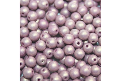 Czech Round Beads - Neon Silk Mauve 6mm - 50pcs