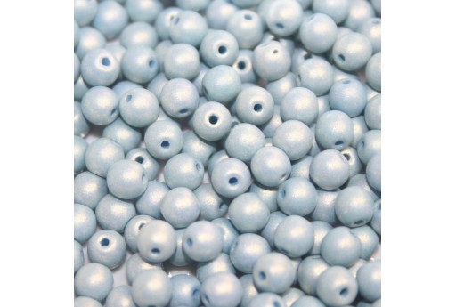 Czech Round Beads - Neon Silk Blue Gray 6mm - 50pcs