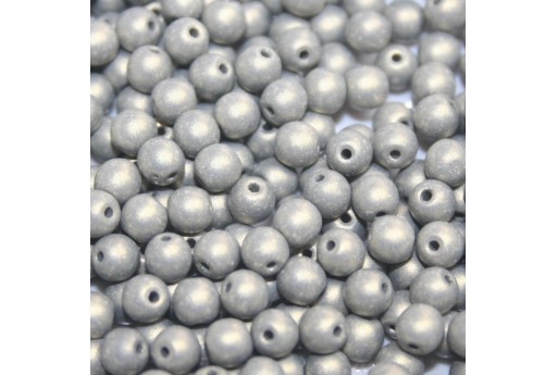 Czech Round Beads - Neon Silk Gray 6mm - 50pcs