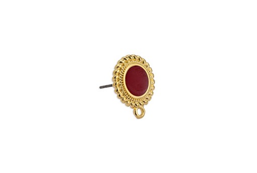 Earring Setting Ethnic 1 Ring Gold - Bordeaux 15x17,7mm - 2pcs