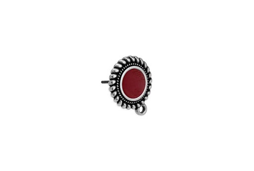 Base Orecchino Tondo Argento - Bordeaux 15x17,7mm - 2pz