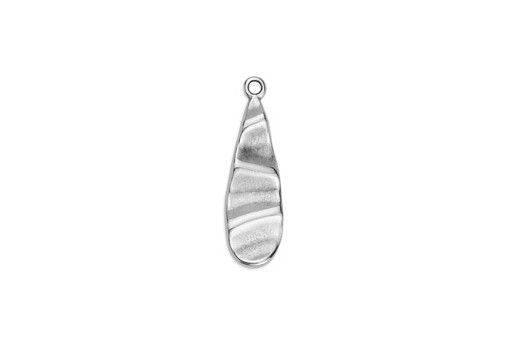 Drop Motif with Ripple Effect Pendant - Silver 8x27,8mm - 2pcs