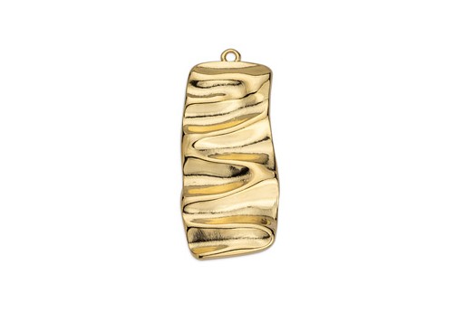 Rectangular Motif with Ripple Effect Pendant - Gold 17,5X39mm