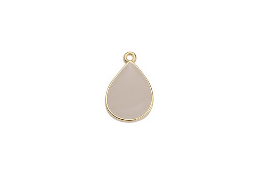 Drop Motif Pendant Gold - Beige 13,5x20mm - 2pcs