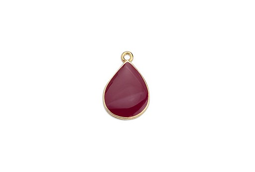 Drop Motif Pendant Gold - Bordeaux 13,5x20mm - 2pcs