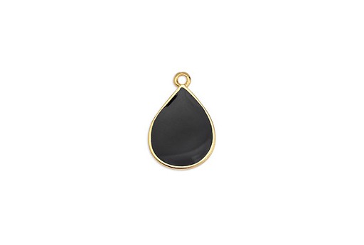 Drop Motif Pendant Gold - Black 13,5x20mm - 2pcs