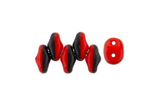 Superduo Beads - Opaque Red-Black 5x2,5mm - 10gr