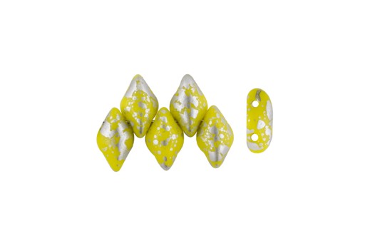 Perline GemDuo - Silver Splash Opaque Yellow 8x5mm - 10gr