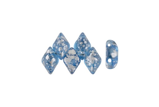 GemDuo Beads - Silver Splash Aquamarine 8x5mm - 10gr