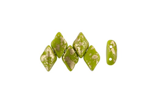 GemDuo Beads - Gold Splash Opaque Olivine 8x5mm - 10gr