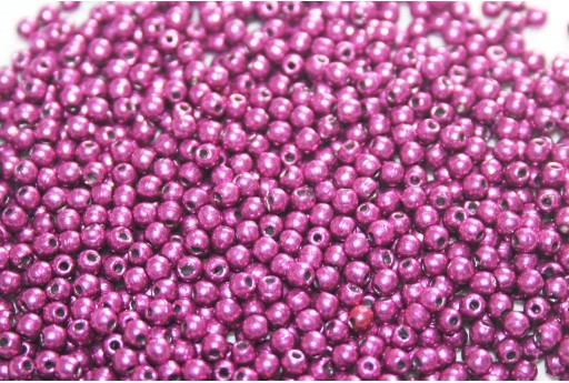 Czech Round Beads - Sueded Gold Fuchsia Red 2mm - 150pcs