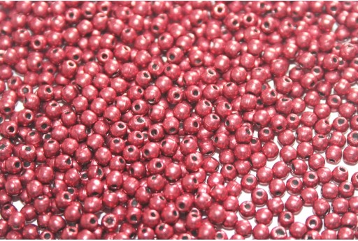 Czech Round Beads - Sueded Gold Samba Red 2mm - 150pcs