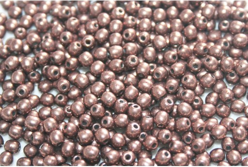 Czech Round Beads Sueded Gold Ash Rose 3mm - 100pcs