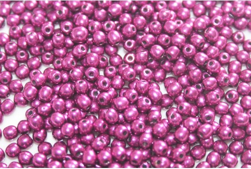 Tondi Vetro di Boemia Sueded Gold Fuchsia Red 3mm - 100pz