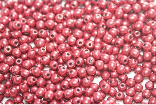 Czech Round Beads Sueded Gold Samba Red 3mm - 100pcs