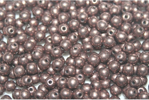Czech Round Beads Sueded Gold Ash Rose 4mm - 100pcs