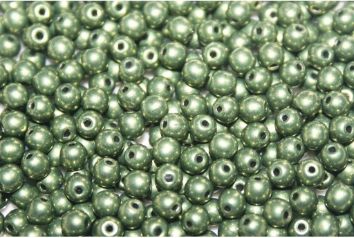 Czech Round Beads Sueded Gold Fern 4mm - 100pcs